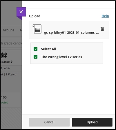 Grade centre uploaded right file 40