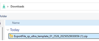 Example of the downloaded Zip File named ExportFile which may possibly be saved in your Downloads folder