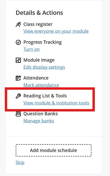 Open Panopto Video Folder in your Ultra module via Reading List and Tools in the menu