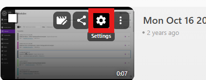 To copy an individual recording over to another module. Hover over the Panopto video to activate the hidden menu and click on the Settings Cog to then navigate to Manage in the Menu