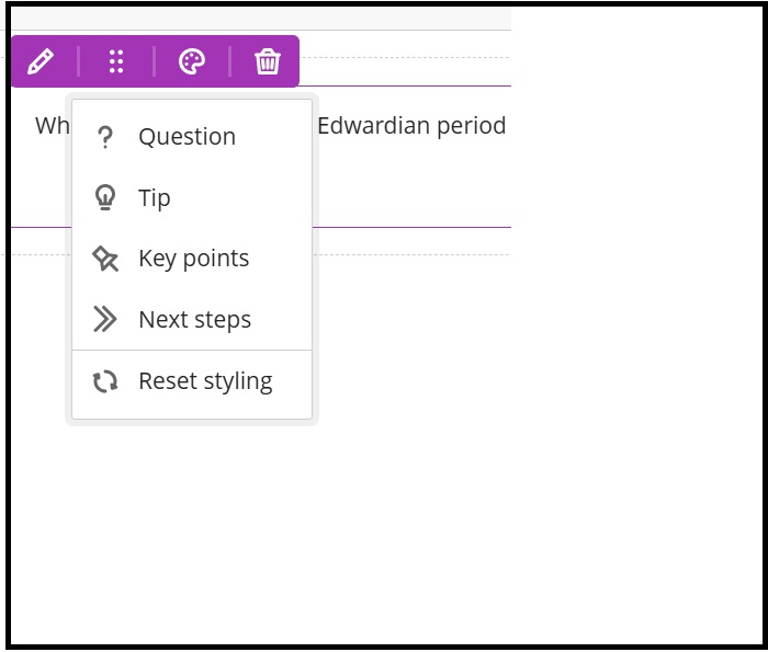 Text editor purple head block menu 2