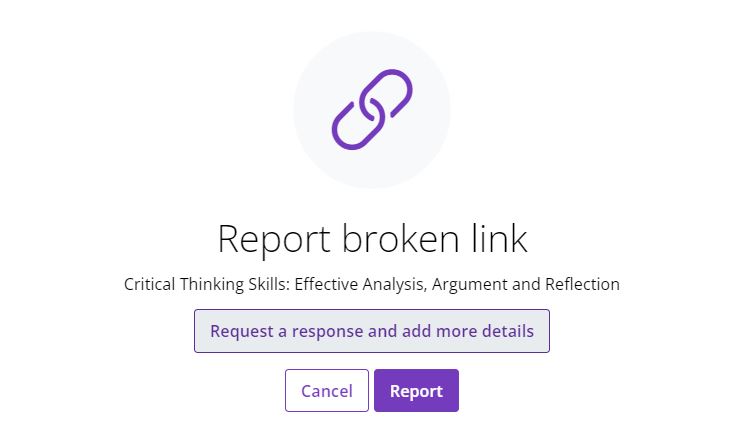 Report broken link pop up box