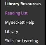Reading List link in MyBeckett