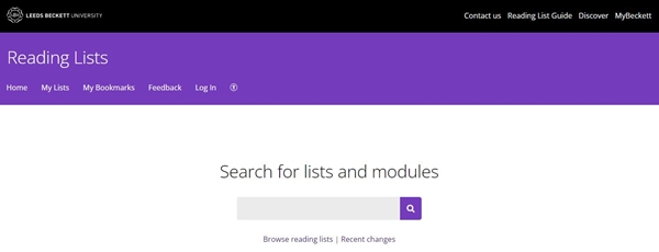 Reading List system homepage