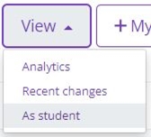Choosing View as student from the View menu