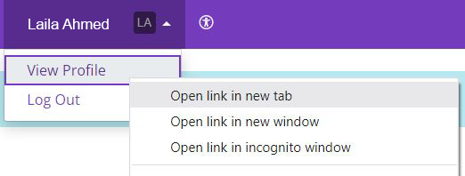 View profile by opening in a new tab