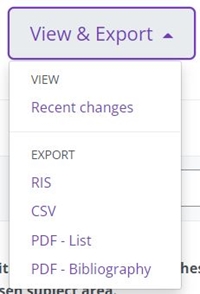 List of view and export options