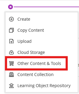 Module menu for other content and tools