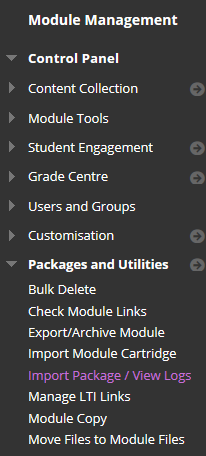 Import Package or View Logs, MyBeckett