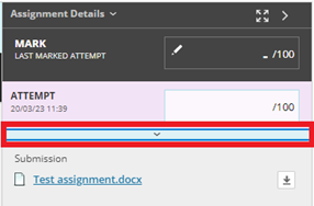 down arrow to expand feedback panel