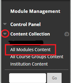 To Bulk Download go to Content Collection-All Modules Content image