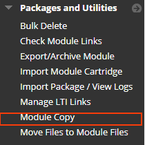 Module Copy menu option