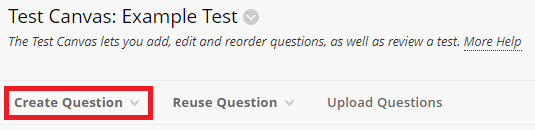 Create test question button