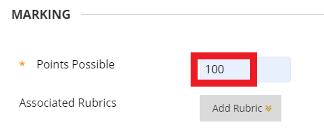 Type in to the Points box '100  when setting up a Blackboard Assignment