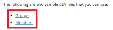Links to csv files