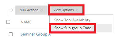 Show group code option