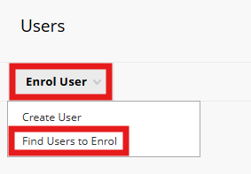 find users to enrol button