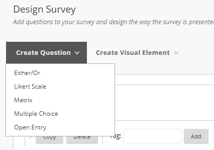 Create question menu