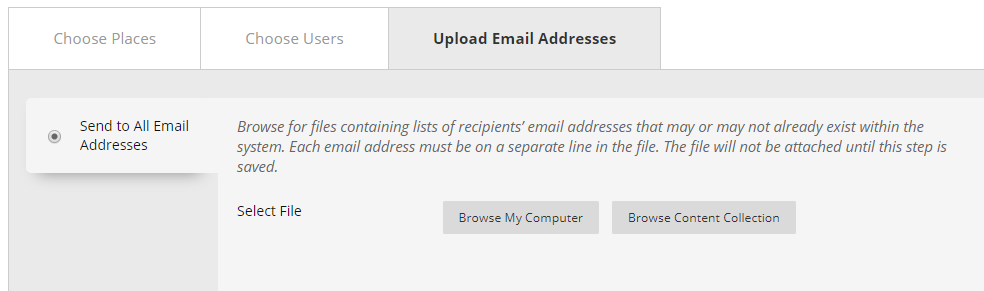 Upload email addresses