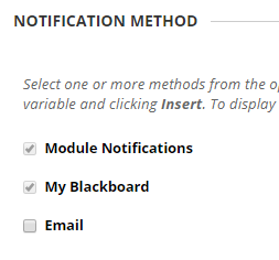 Notification options