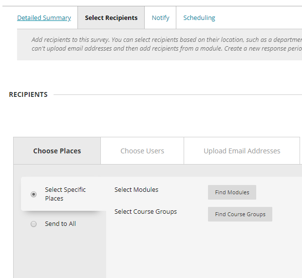 Select recipients page