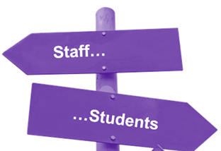 Helpful Links with cards for Staff to the left and for Students to the right  