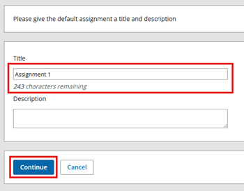 Image showing how to rename the default assignment in ATLAS