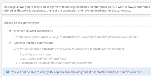 Assignment type options