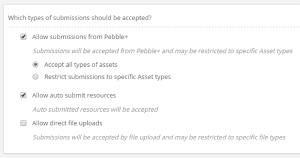 Allowed submission options