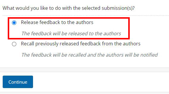 Release feedback to authors option
