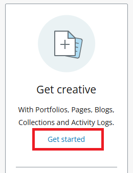 Screenshot of PebblePad showing where to click to access the workbook creator functionality