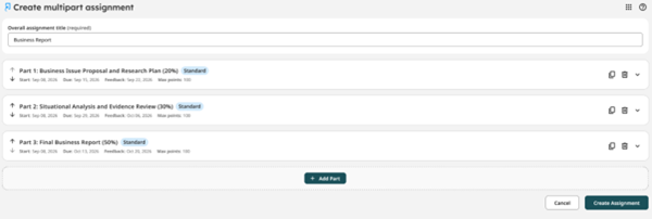 Turnitin multipart assignment dashboard