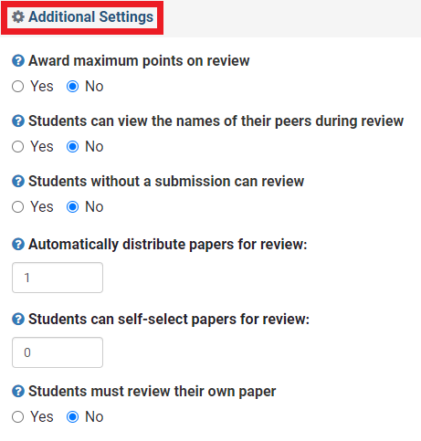 Peermark additional settings