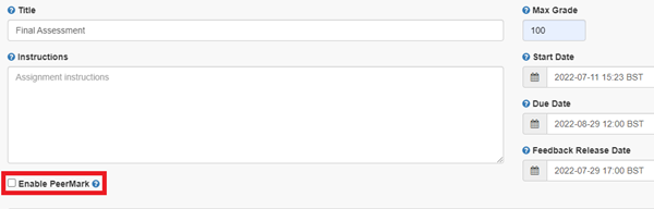 enable peermark check box