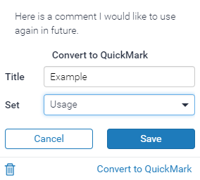 QuickMark settings