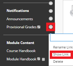 Image showing show link highlighted
