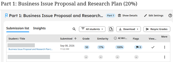 View submissions in a multipart assignment
