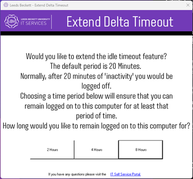 "Extend Delta Timeout" screenshot