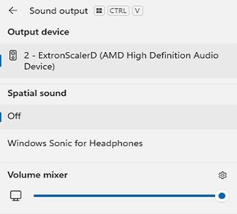 Sound output computer settings 