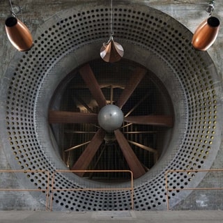 close up view of a plane engine