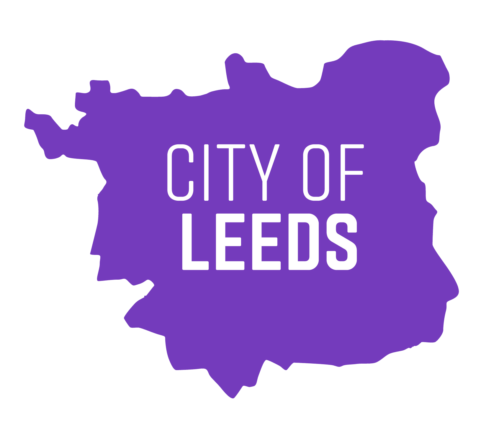 Purple silhouette outline of the City of Leeds