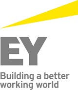 Ernst and Young logo on a white background with yellow graphic