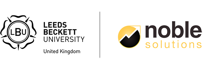 Leeds Beckett University dual logo with Noble Solutions