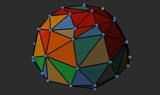 Image of 3D polygon with blue nodes