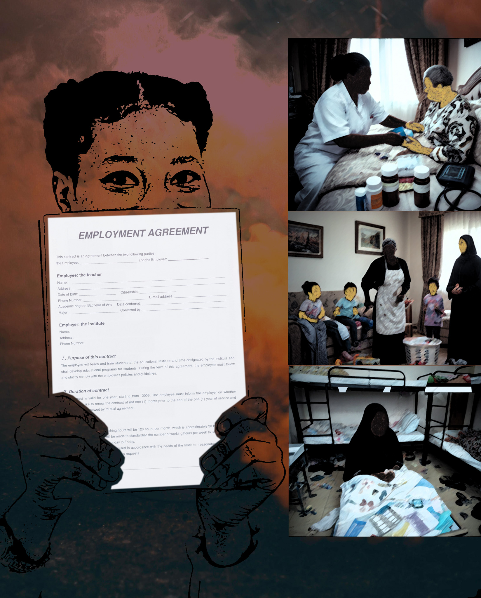 An artistic collage and mixed media image for a piece titled A Journey of Fragmentation