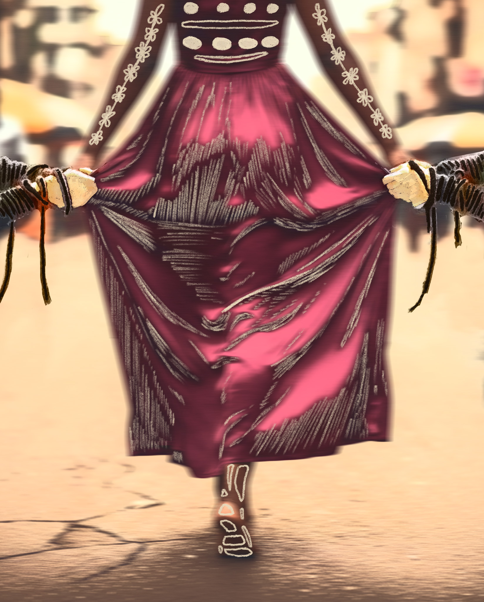 An artistic collage and mixed media image for a piece titled Heart of a Woman