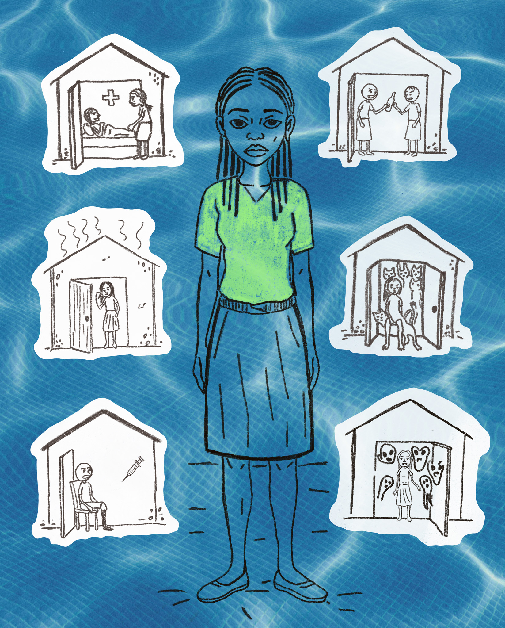 An artistic collage and mixed media image for a piece titled Humanity Denied and Reclaimed