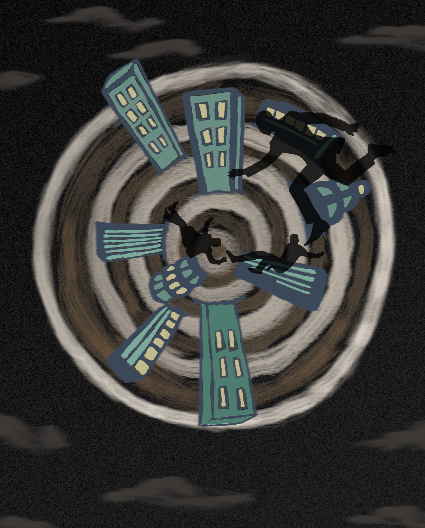 An artistic collage and mixed media image for a piece titled The Business of Survival