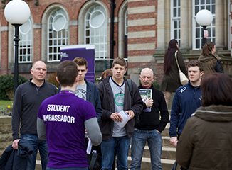Student ambassadors on a guided campus tour