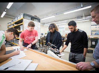 Student in the Leeds Beckett civil engineering lab